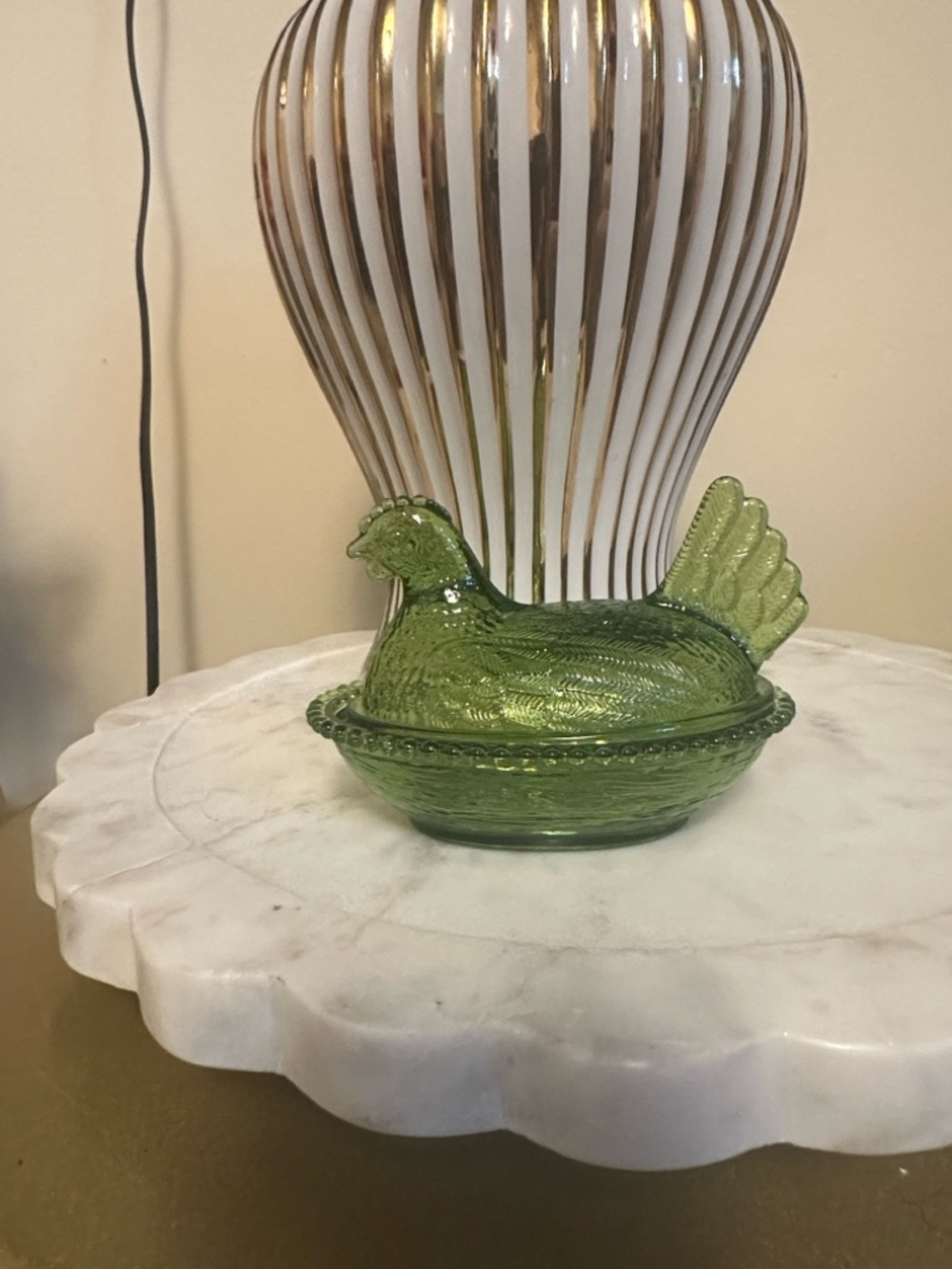 Green plastic Hen on Nest Candy Dish - Decorative Food Storage